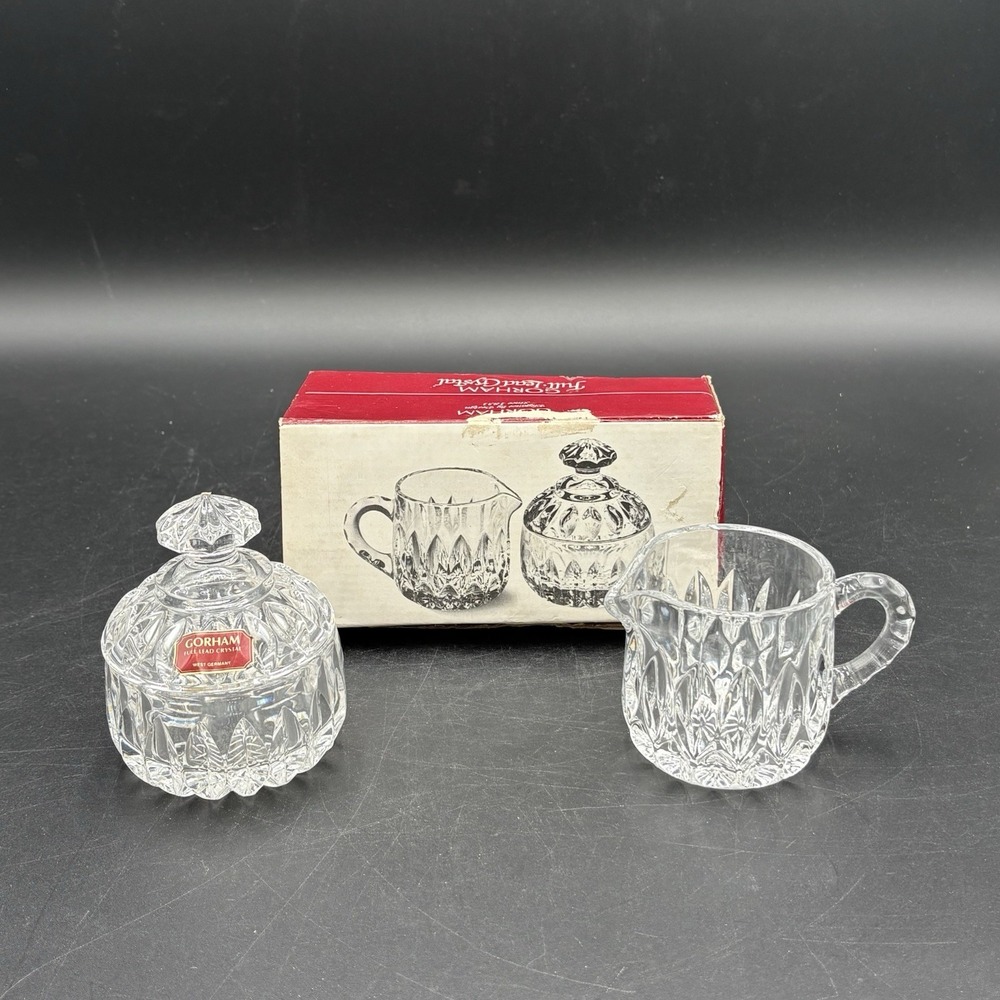 Gorham Cut Crystal Cream and Sugar Set C185 Full Lead Crystal Althea In Box